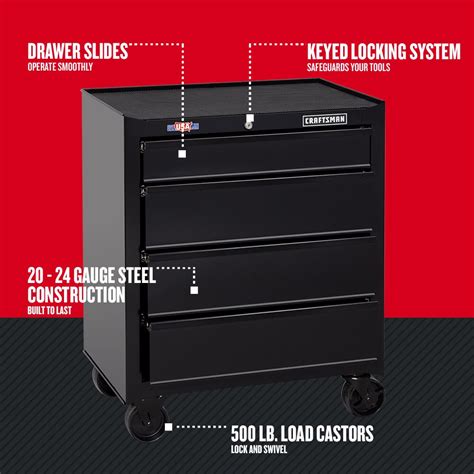 craftsman 1000 series 4-drawer steel rolling tool cabinet|1000 Series 27.